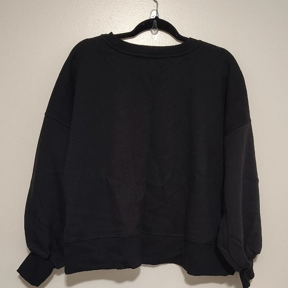 Black Balloon Sleeve Oversized Sweatshirt Cozy Casual Pullover Sizes: S–3X - Picture 4 of 4